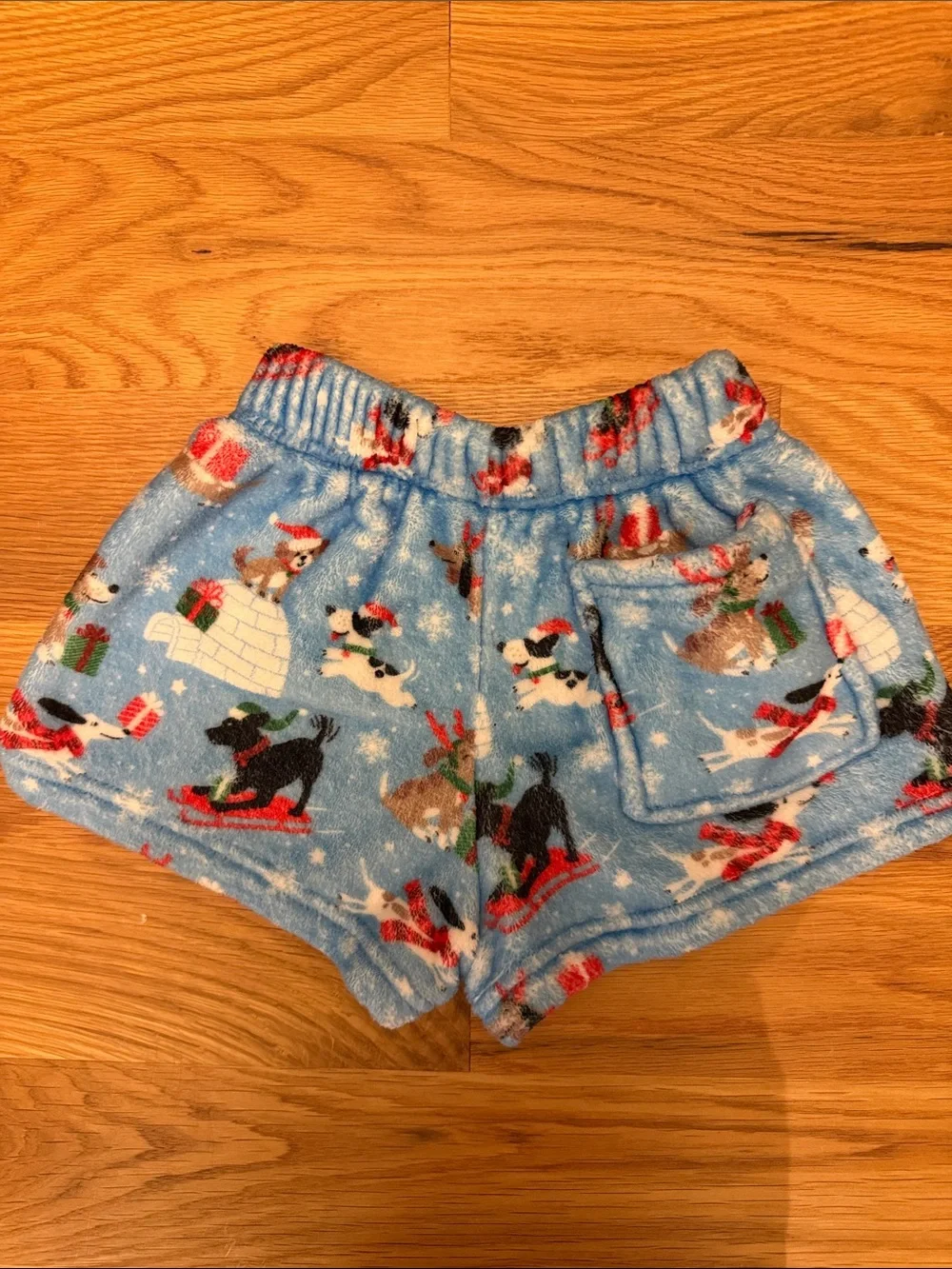 Kids Blue Holiday Fleece Pajama Shorts
